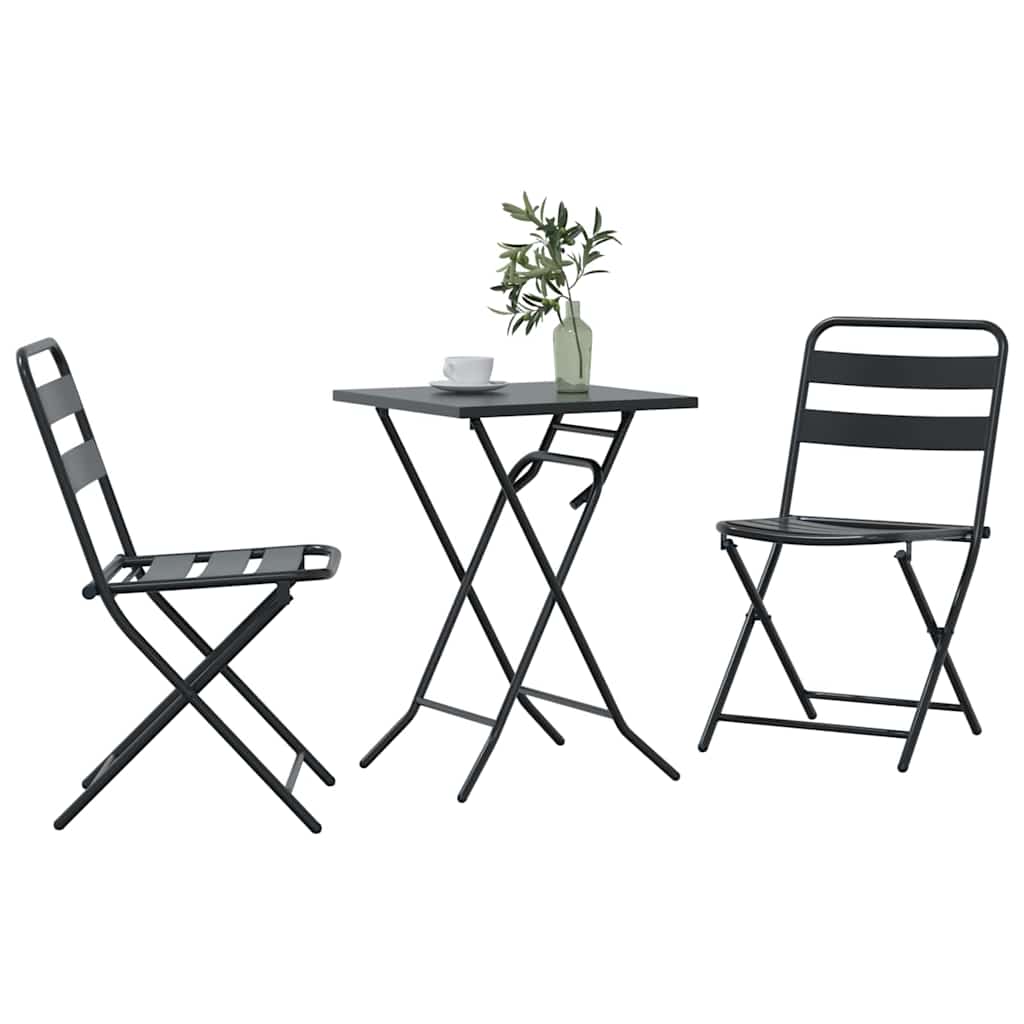 Set Bistro da Giardino 3 pz Antracite Acciaio
