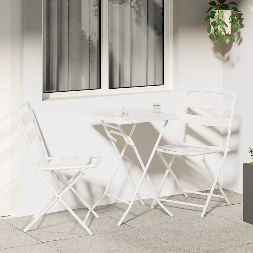 Set Bistro da Giardino 3 pz Bianco Acciaio