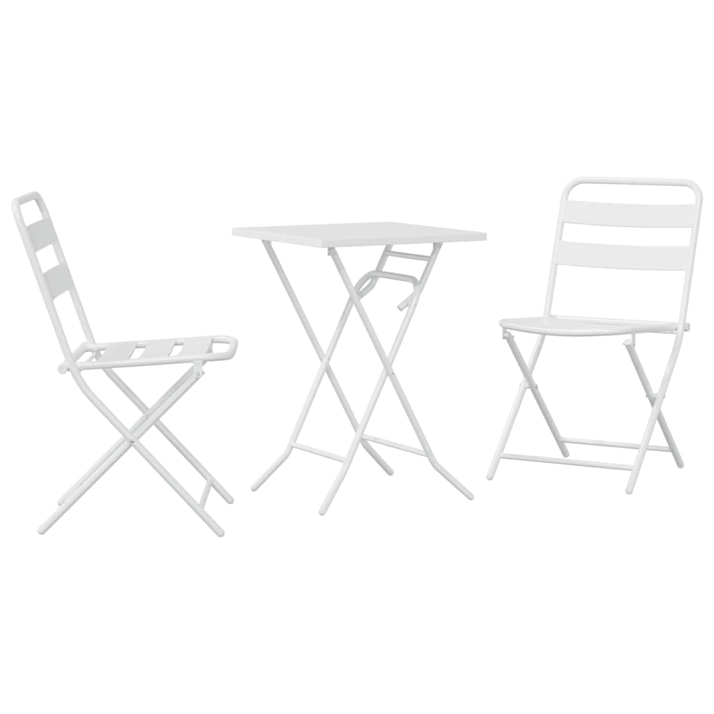Set Bistro da Giardino 3 pz Bianco Acciaio