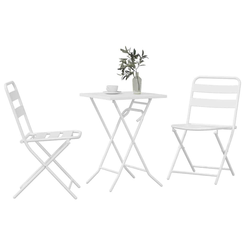 Set Bistro da Giardino 3 pz Bianco Acciaio