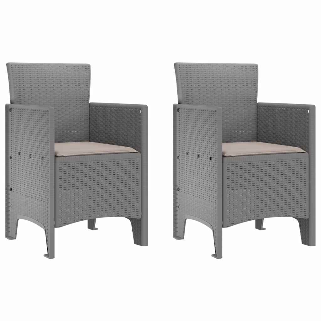 Sedia da Giardino 2 pz Grigio chiaro Polipropilene
