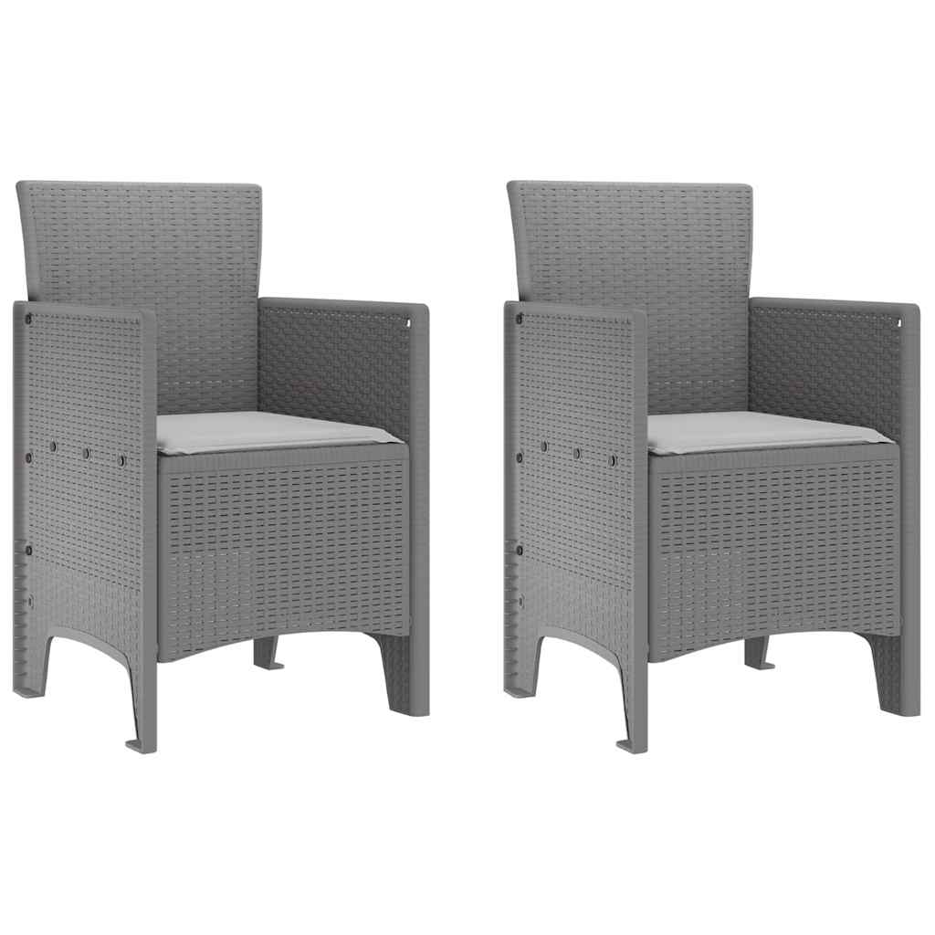 Sedia da Giardino 2 pz Grigio chiaro Polipropilene