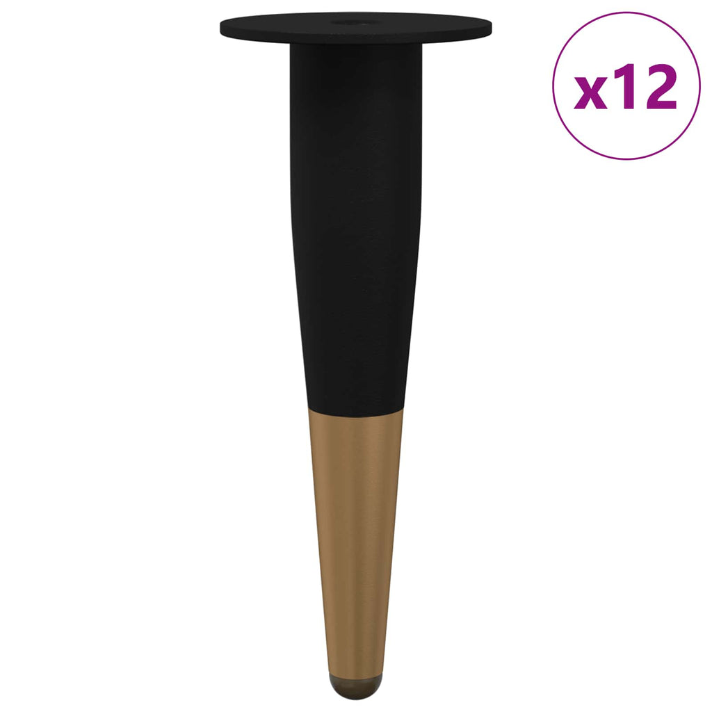 Piedini per mobili 12 pz Nero e Oro Ø 40 x 98 mm Ferro
