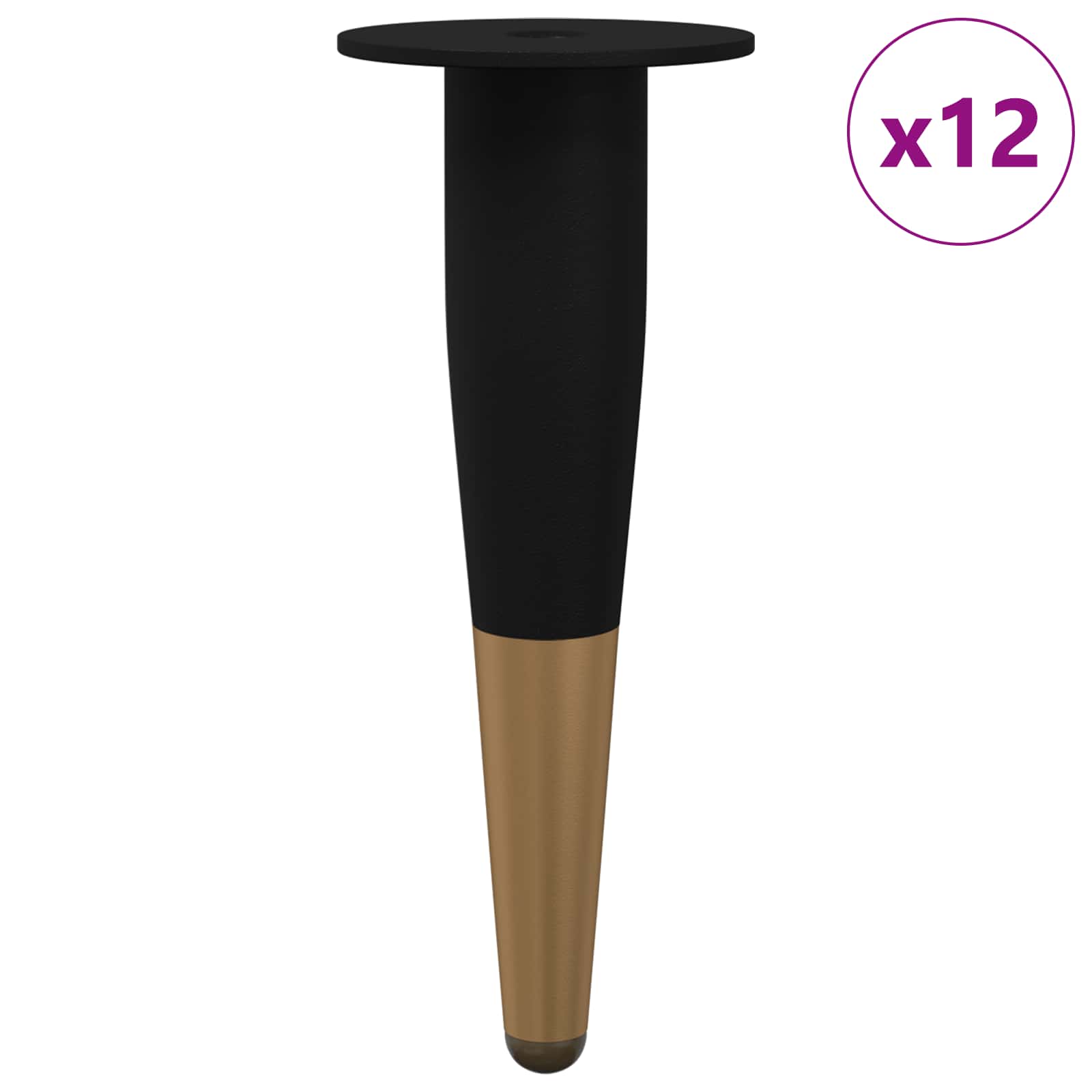 Piedini per mobili 12 pz Nero e Oro Ø 40 x 98 mm Ferro