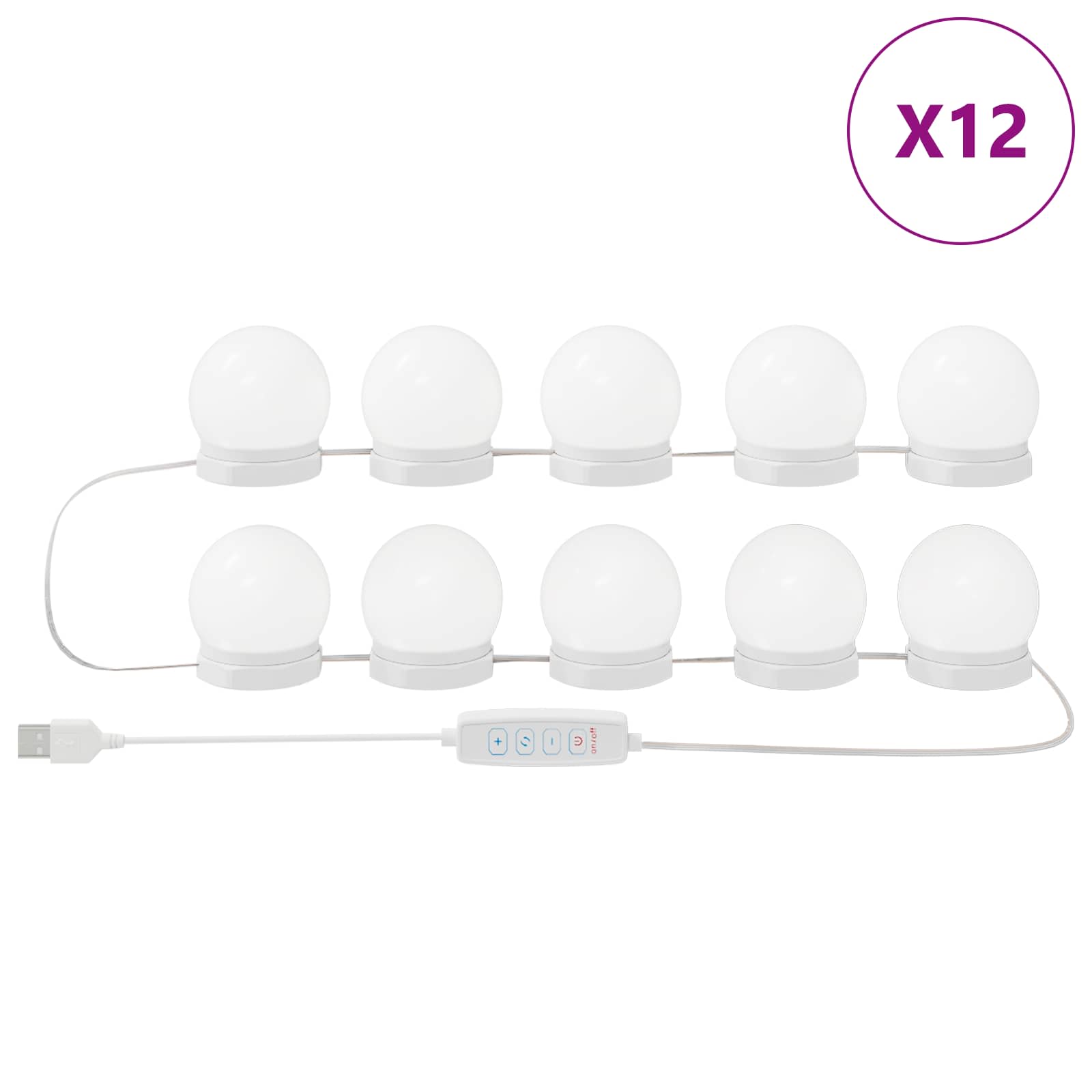 Luci per Specchio 12 pz Bianco 4,5 x 4,5 x 4,7 cm Plastica