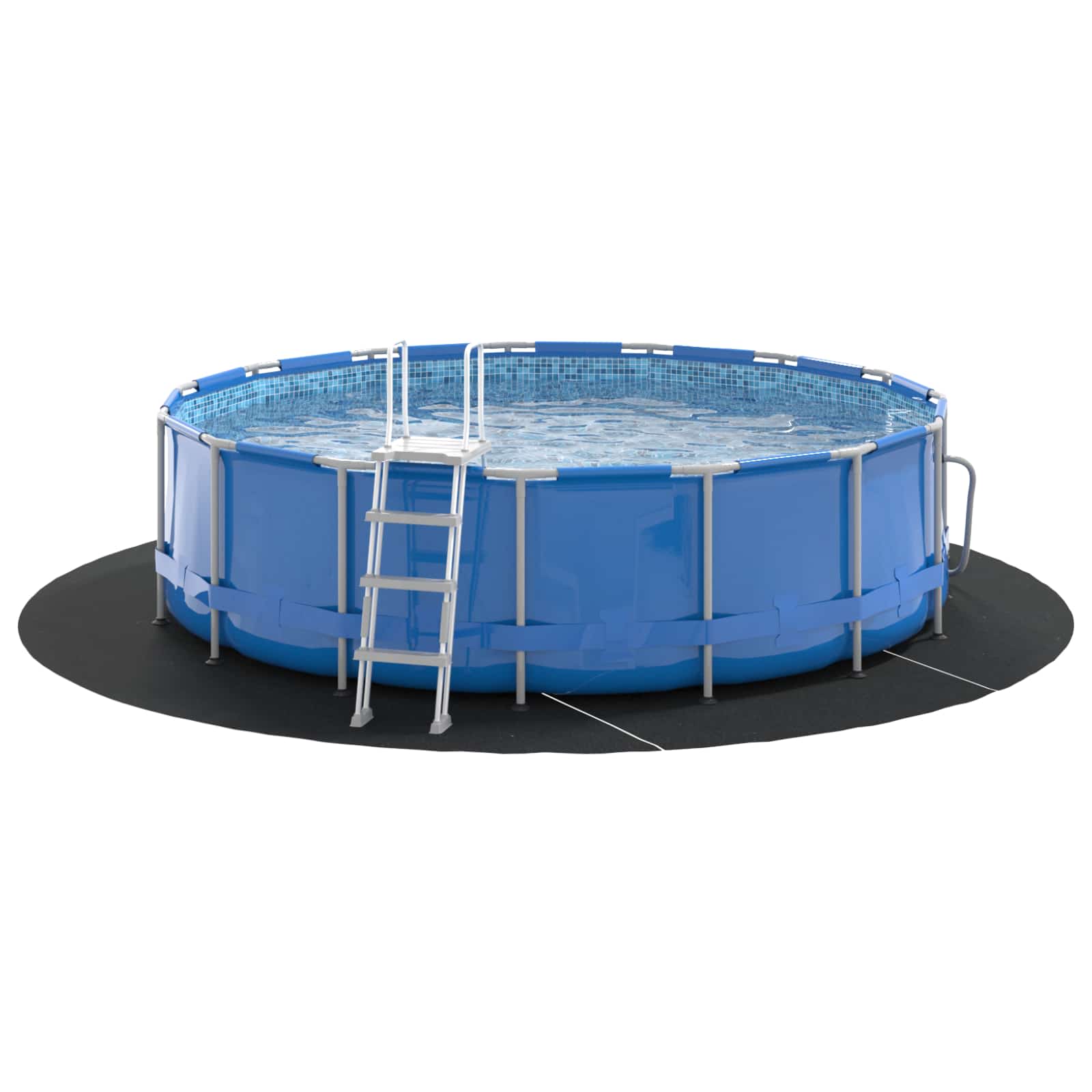 Telo per Fondo Piscina Nero Ø 396 cm Tessuto Non Tessuto