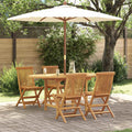 Set da Pranzo per Giardino 5 pz Marrone Legno di teak solido