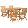 Set da Pranzo per Giardino 5 pz Marrone Legno di teak solido