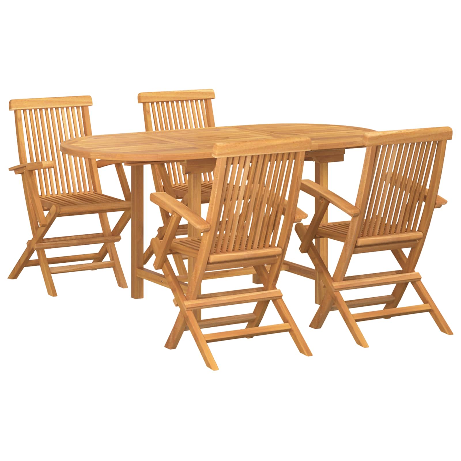 Set da Pranzo per Giardino 5 pz Marrone Legno di teak solido