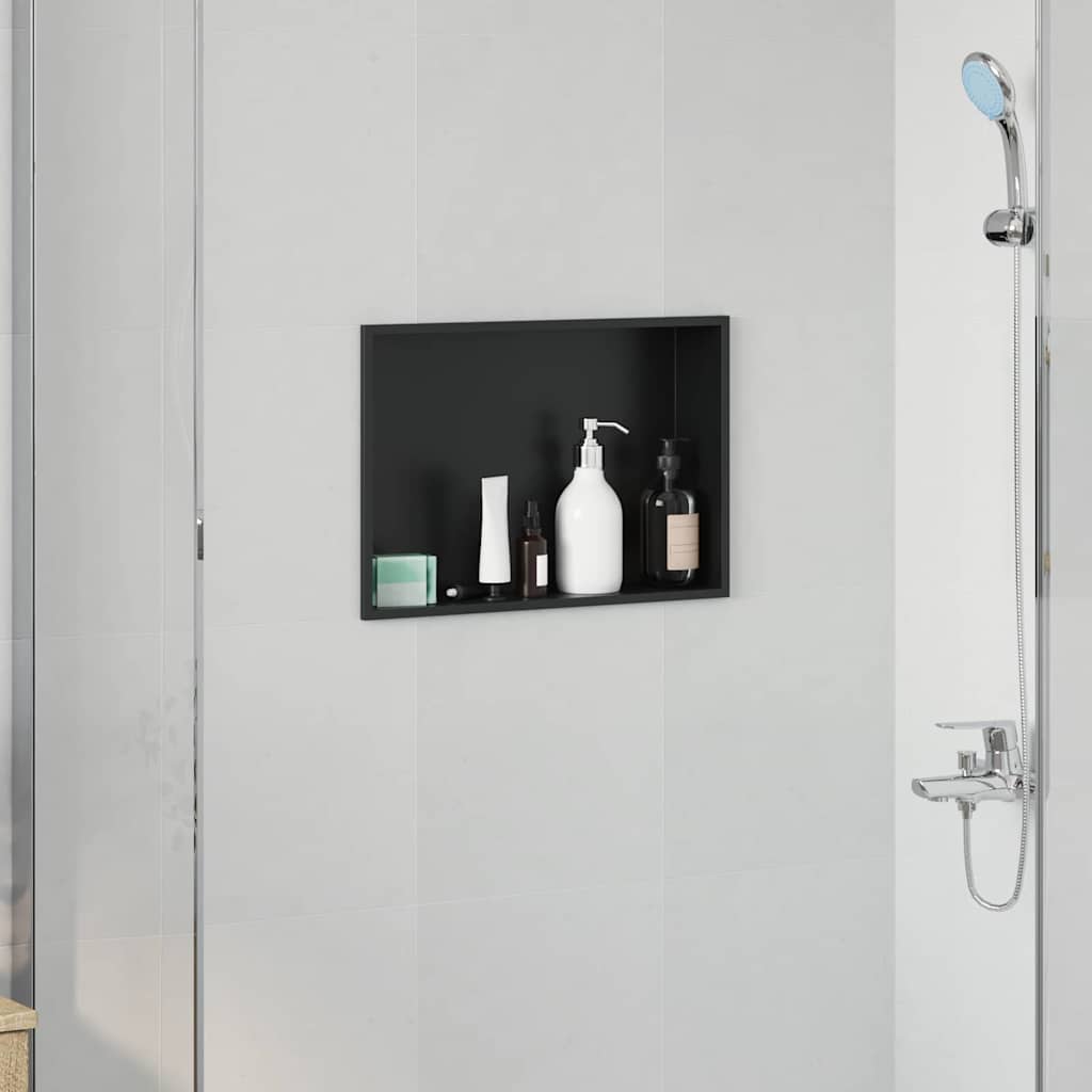 Nicchia per doccia Nero 45 x 30 x 9,5 cm Acciaio inossidabile