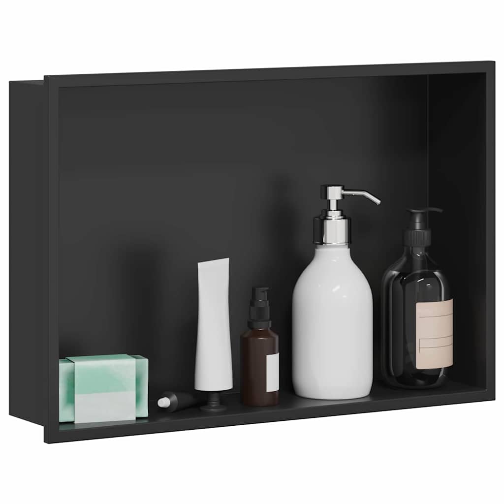 Nicchia per doccia Nero 45 x 30 x 9,5 cm Acciaio inossidabile