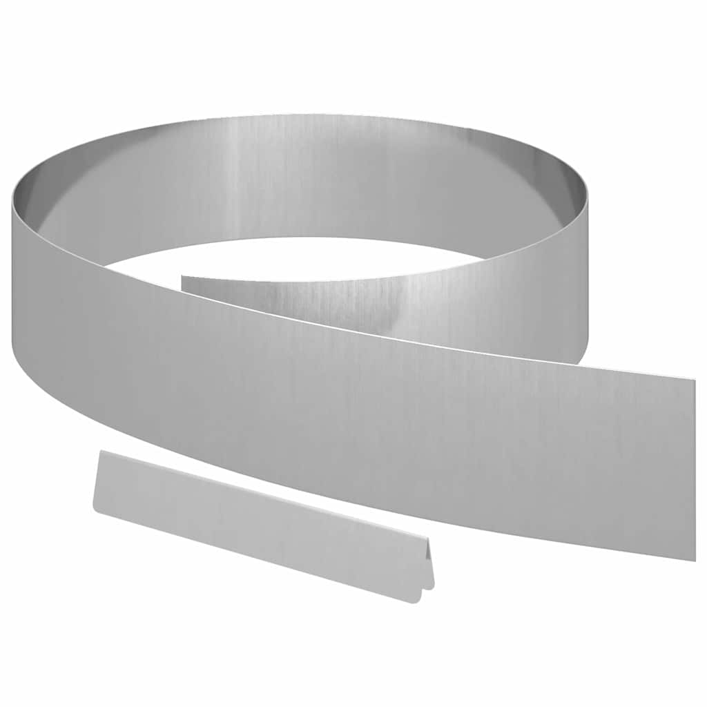 Bordura per Prato 450 x 0.05 x 15 cm Acciaio zincato Argento