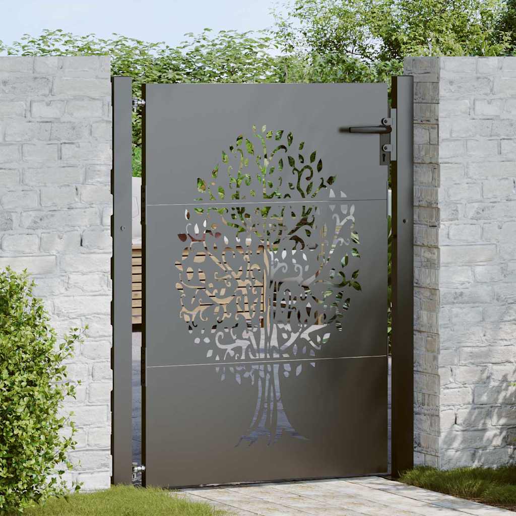 Cancello da giardino con blocco Nero 110 x 155 cm