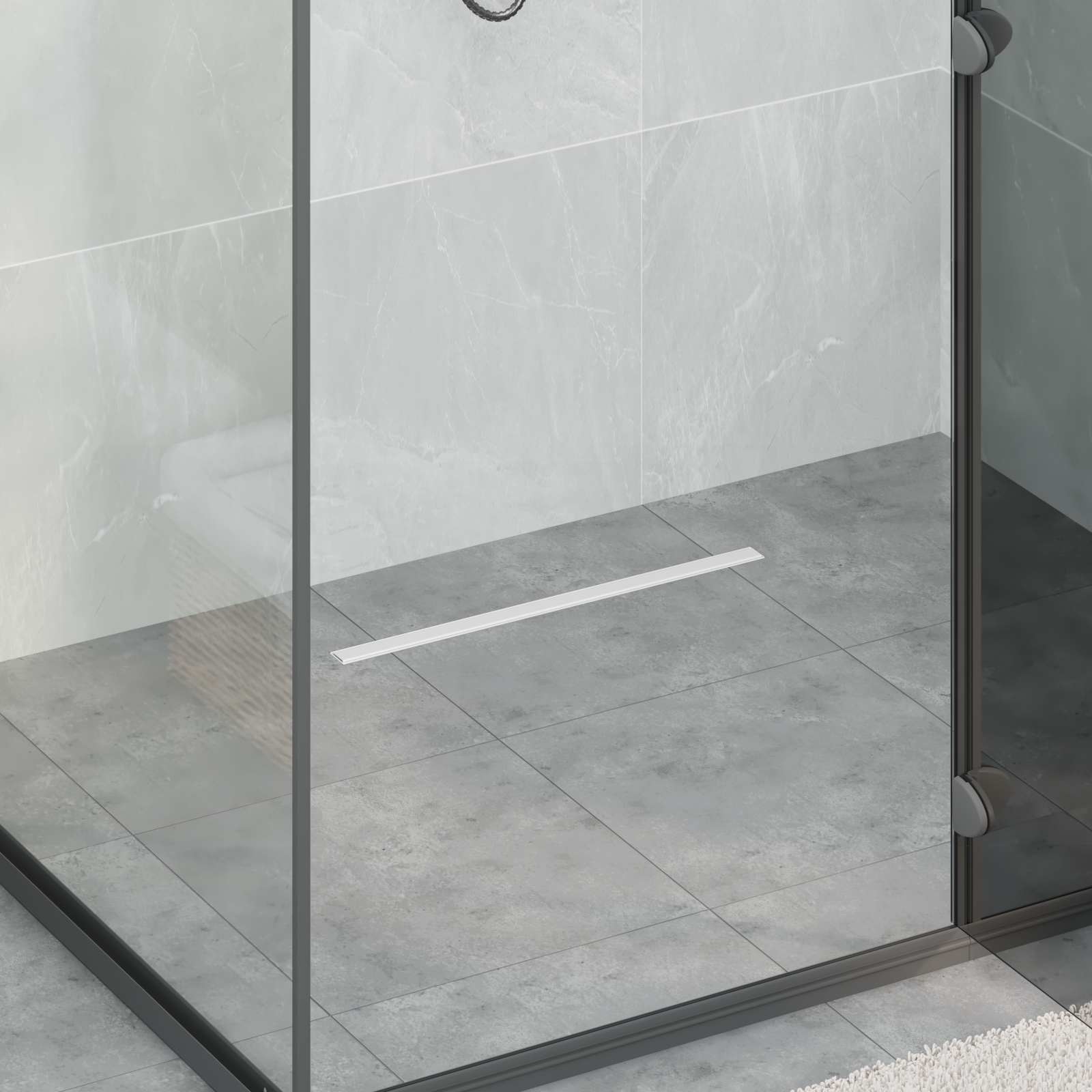 Scolascale per doccia a 360° con modello slim Argento 50 cm