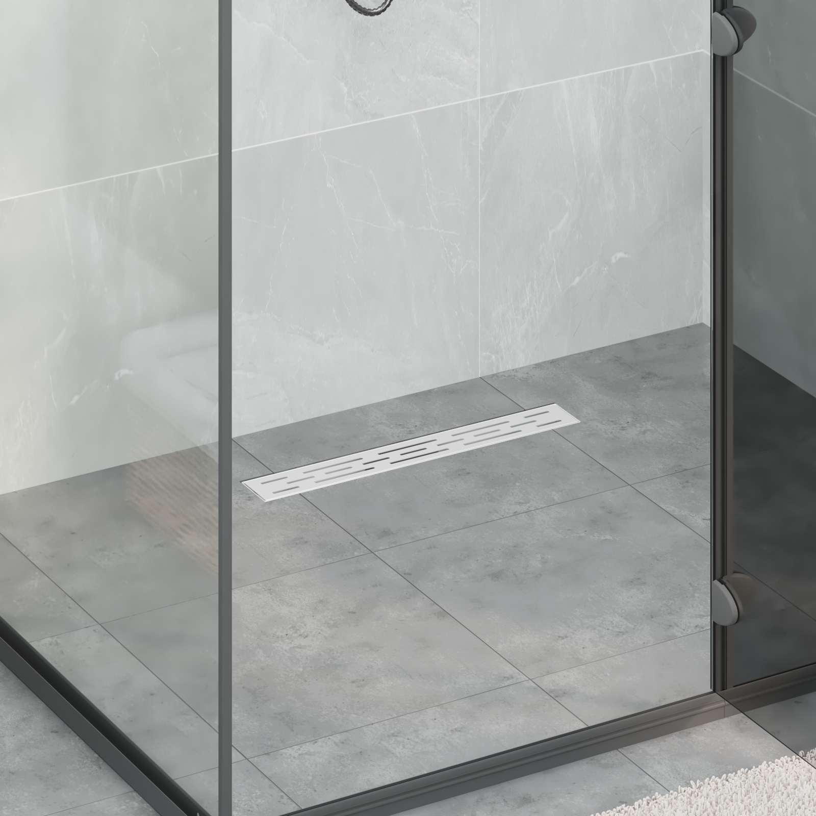 Drenaggio doccia con design a striscia Argento 50 cm