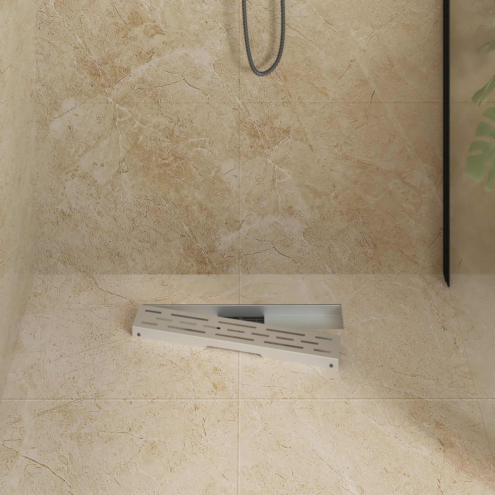 Drenaggio doccia con design a striscia Argento 50 cm