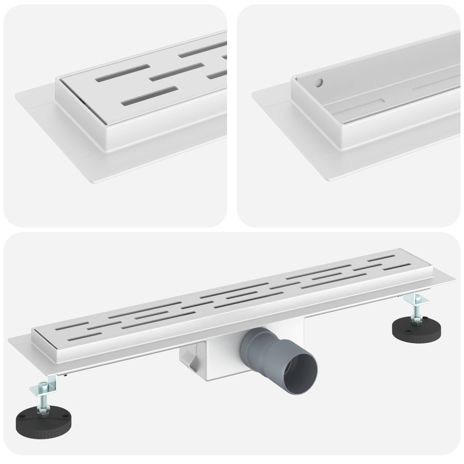 Drenaggio doccia con design a striscia Argento 50 cm