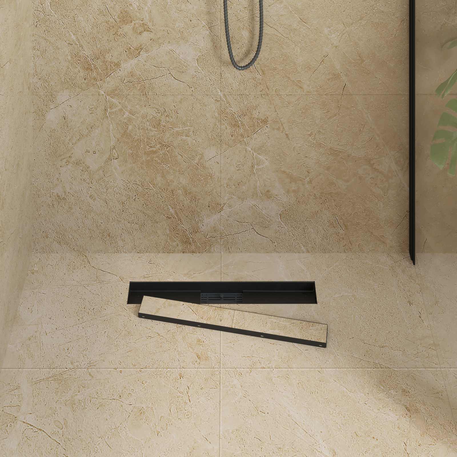 Drenaggio doccia 2 in 1 Nero 50 cm Acciaio Inox 304