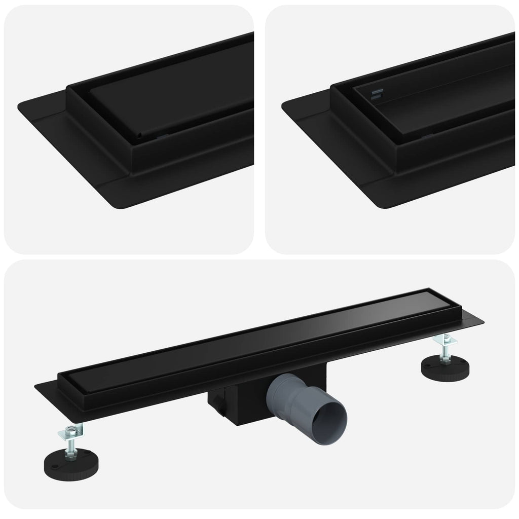 Drenaggio doccia 2 in 1 Nero 50 cm Acciaio Inox 304