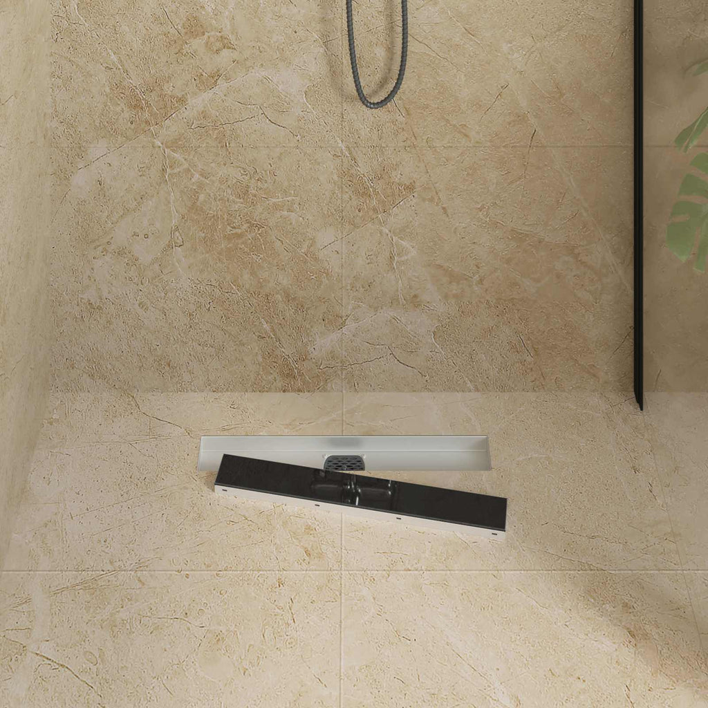 Scarico doccia con copertura in vetro e sifone a 360° 50 cm