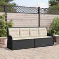 Panchina da giardino con cuscino Nero e Bianco Crema polyrattan
