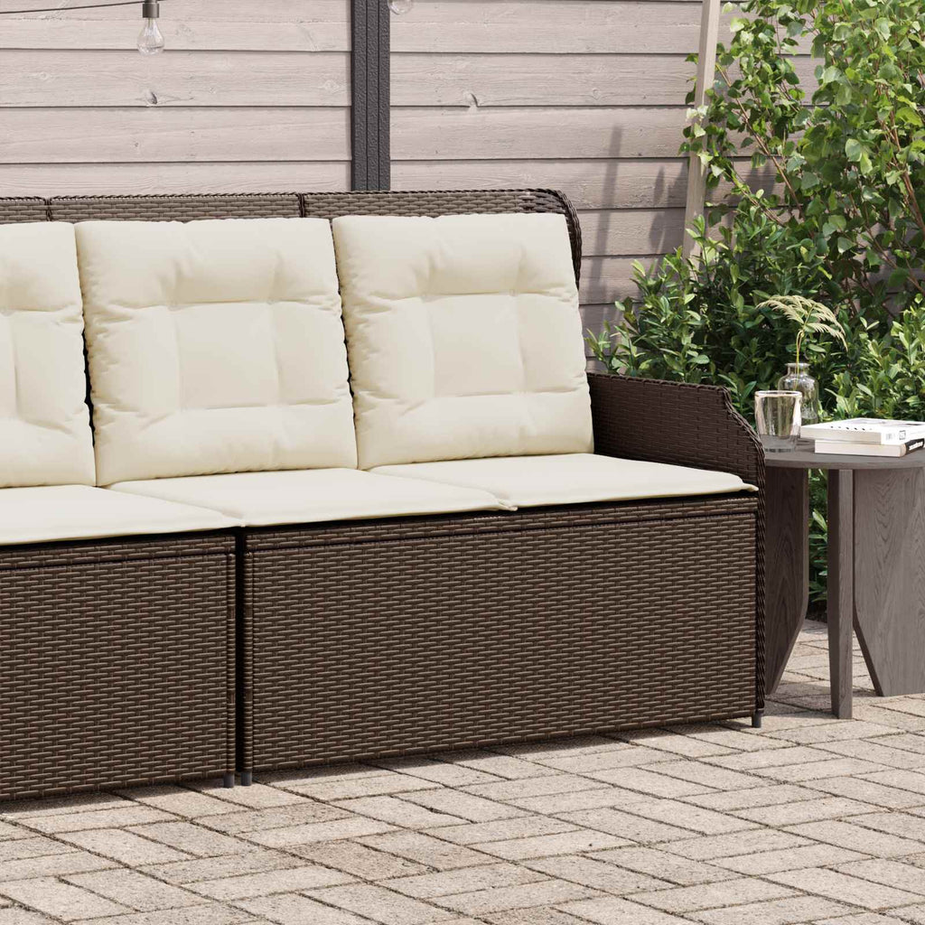 Panchina da giardino con cuscino Nero e Bianco Crema polyrattan