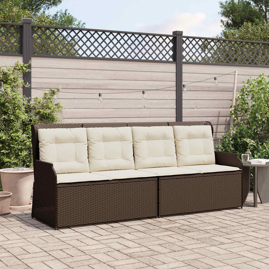 Panchina da giardino con cuscino Nero e Bianco Crema polyrattan
