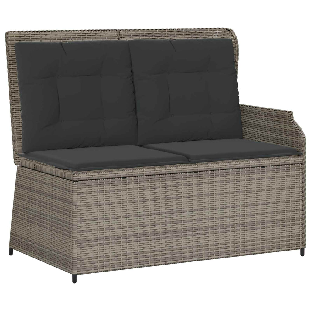Panchina da giardino con cuscino Grigio polyrattan