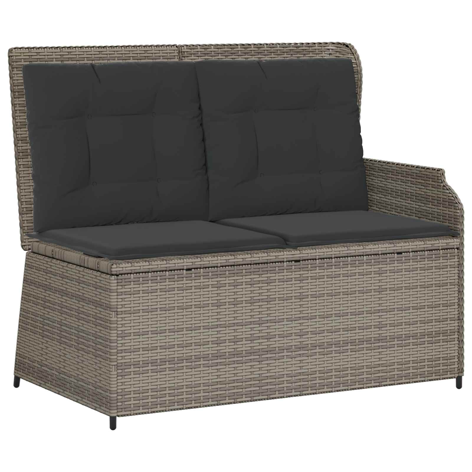 Panchina da giardino con cuscino Grigio polyrattan