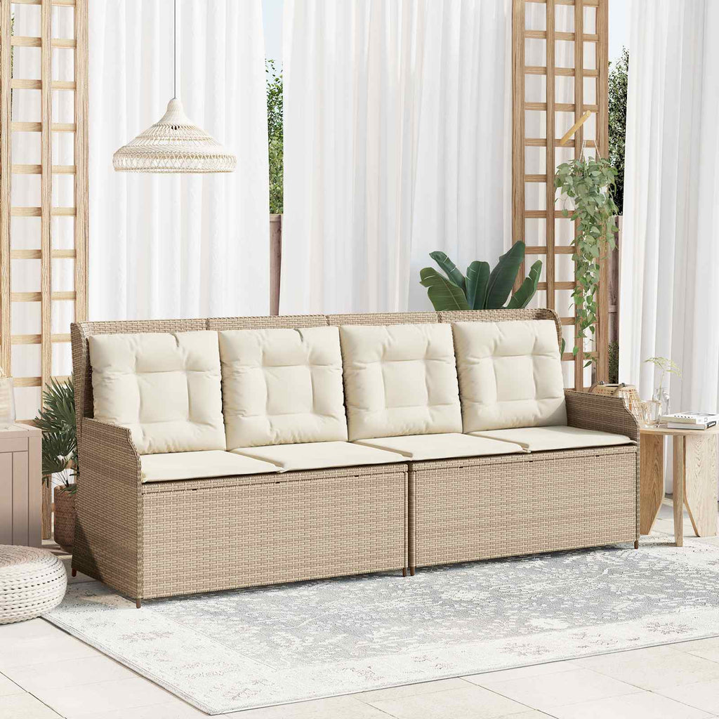 Panchina da giardino con cuscino Nero e Bianco Crema polyrattan
