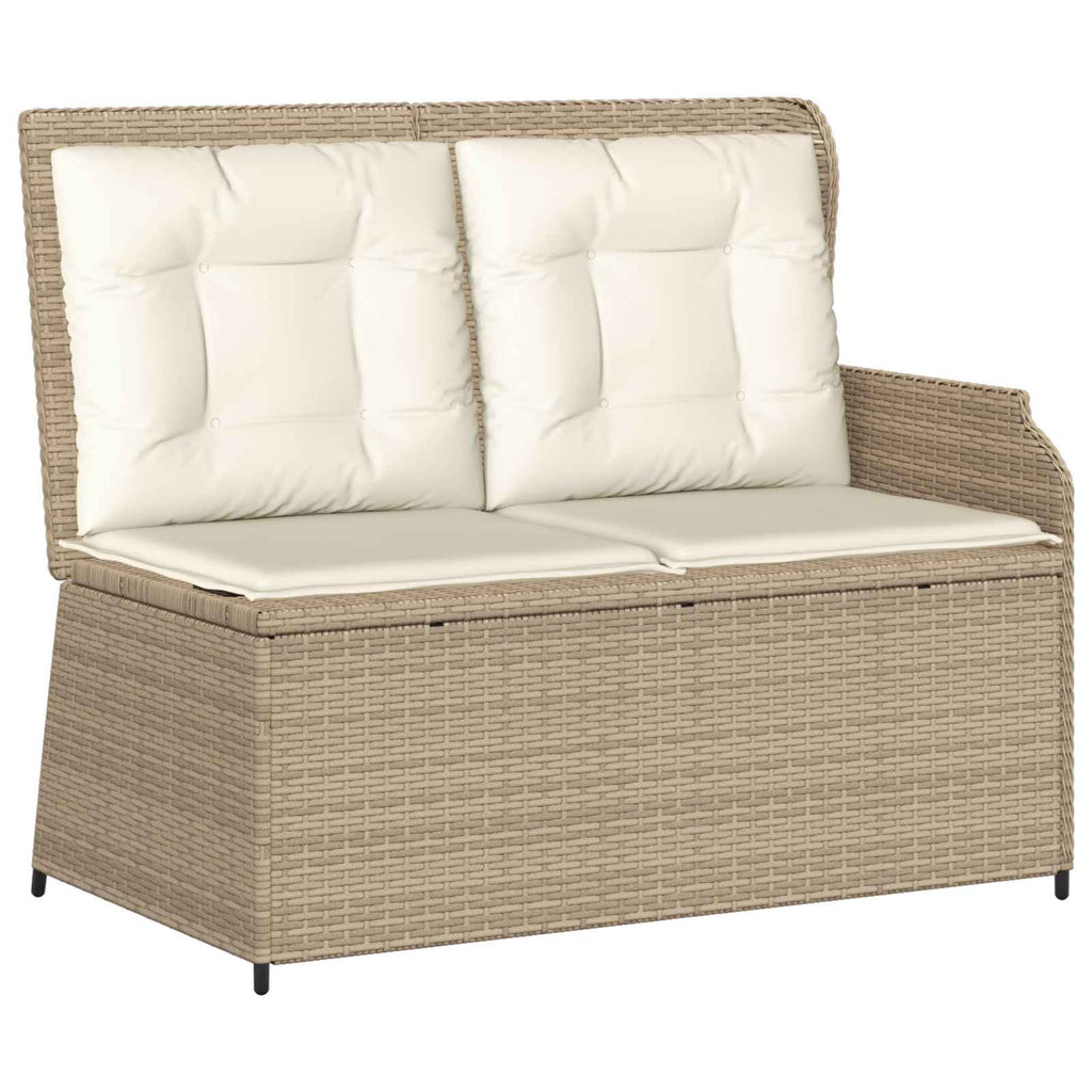 Panchina da giardino con cuscino Nero e Bianco Crema polyrattan