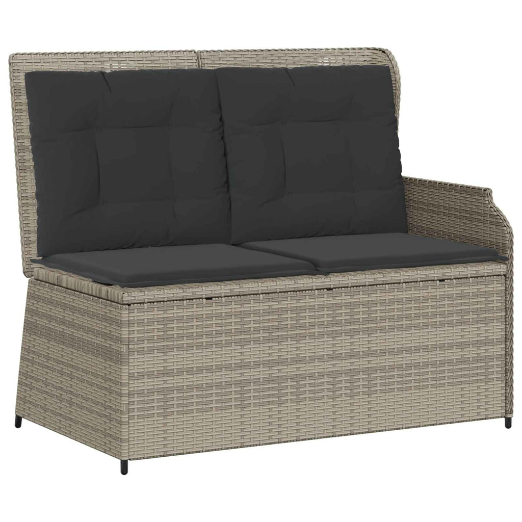 Panchina da giardino con cuscino Grigio chiaro polyrattan