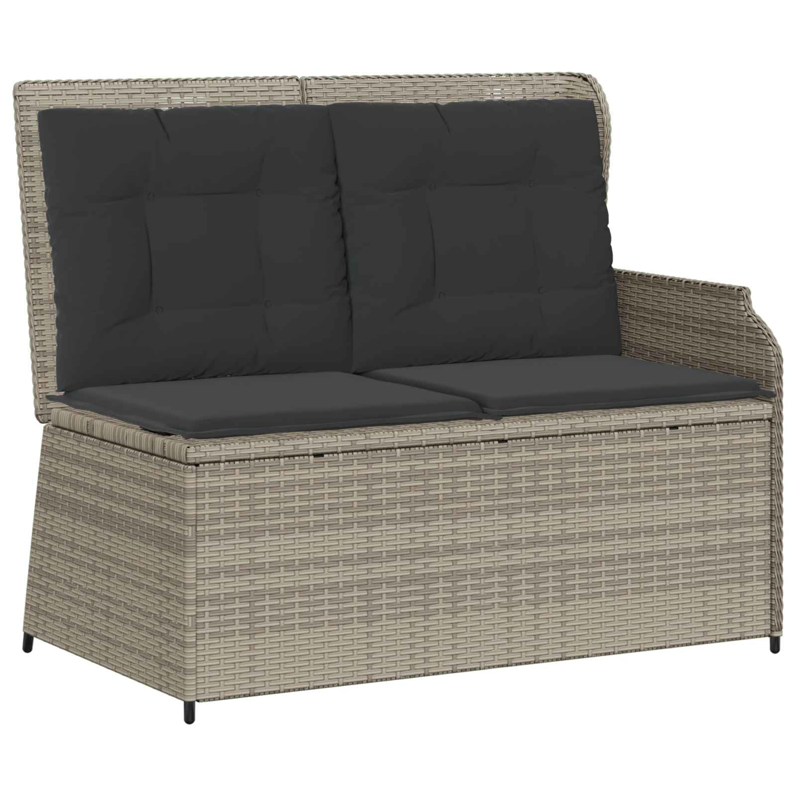 Panchina da giardino con cuscino Grigio chiaro polyrattan