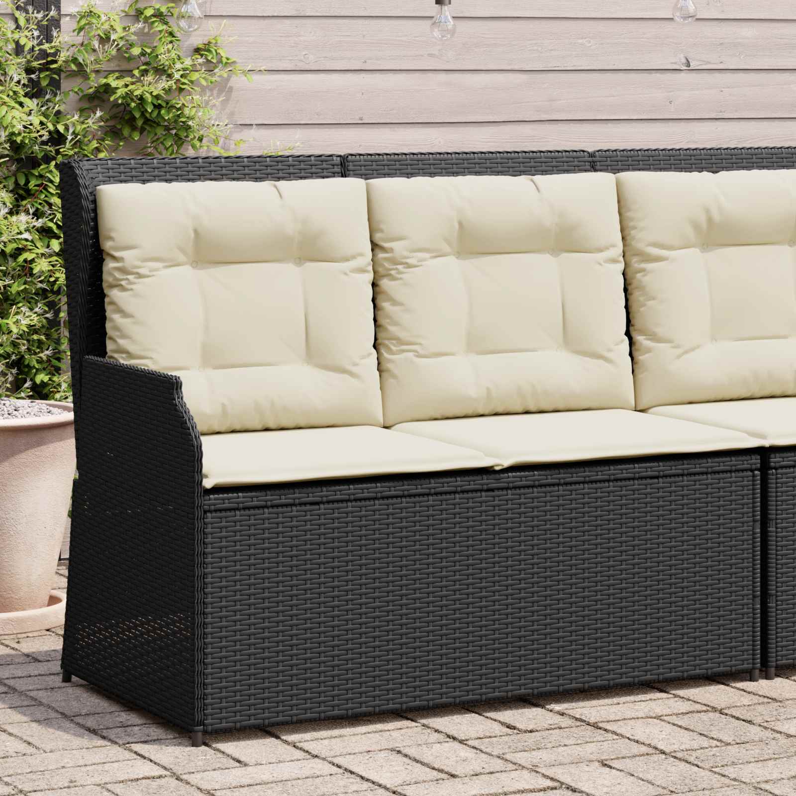 Panchina da giardino Nero polyrattan