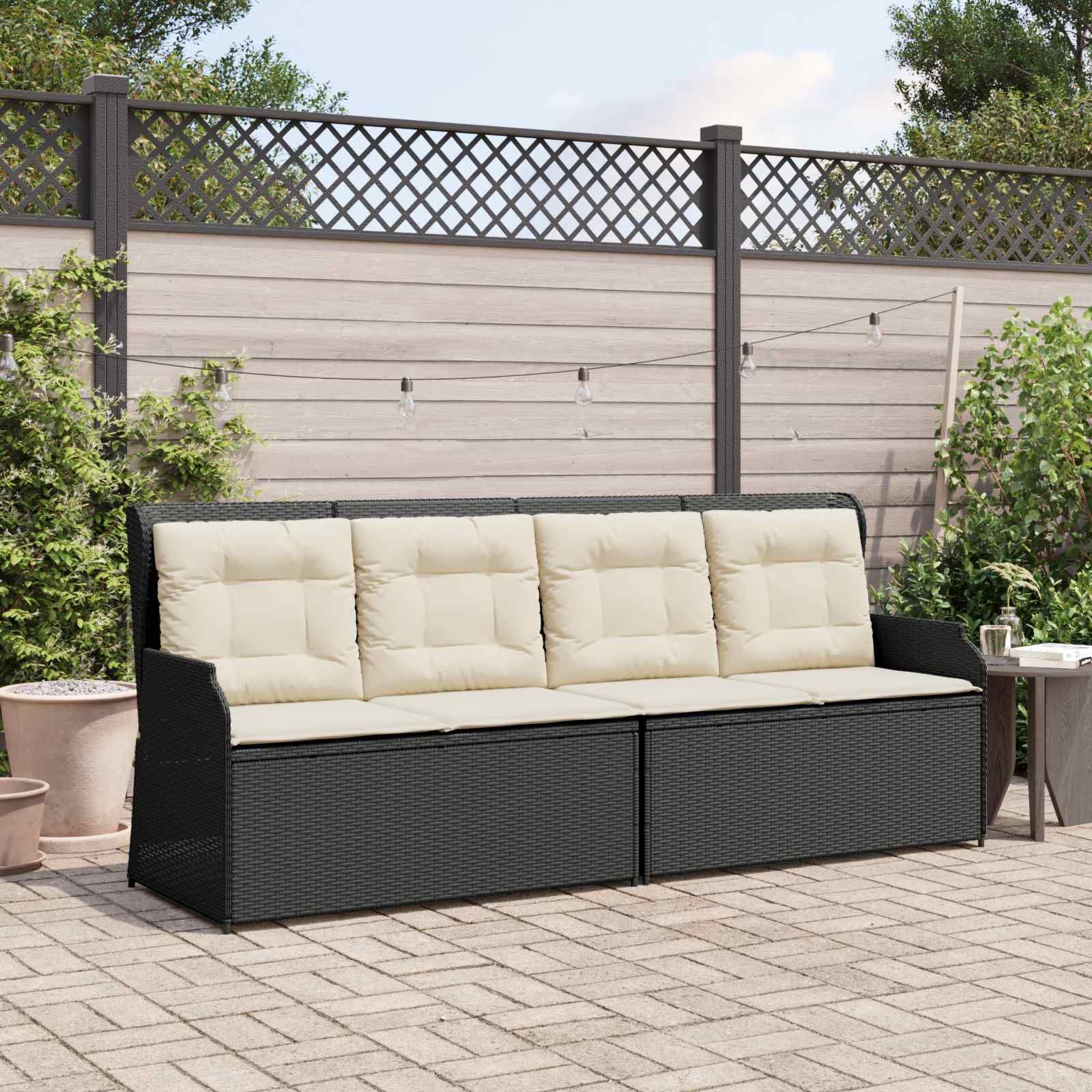 Panchina da giardino Nero polyrattan