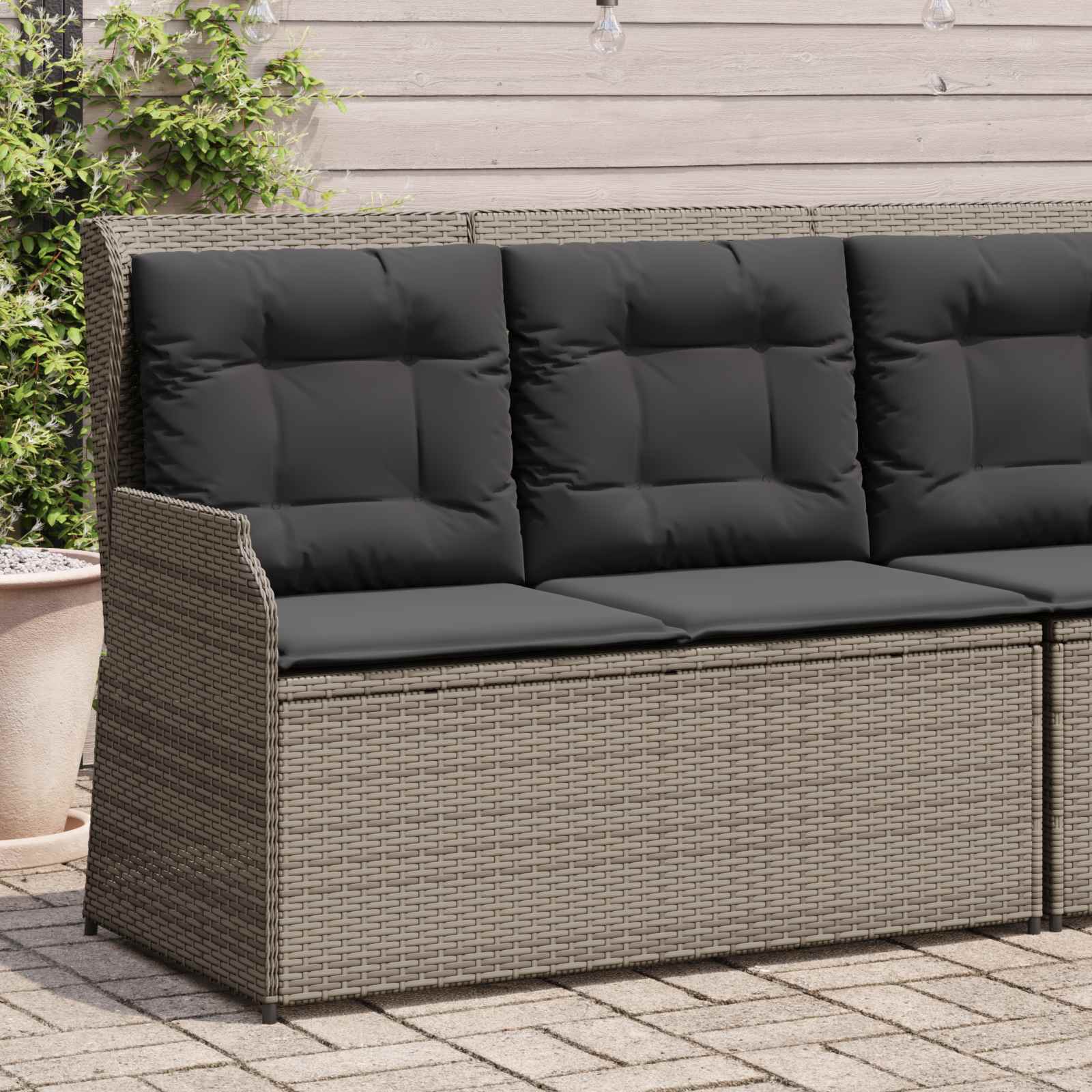 Panchina da giardino Grigio polyrattan