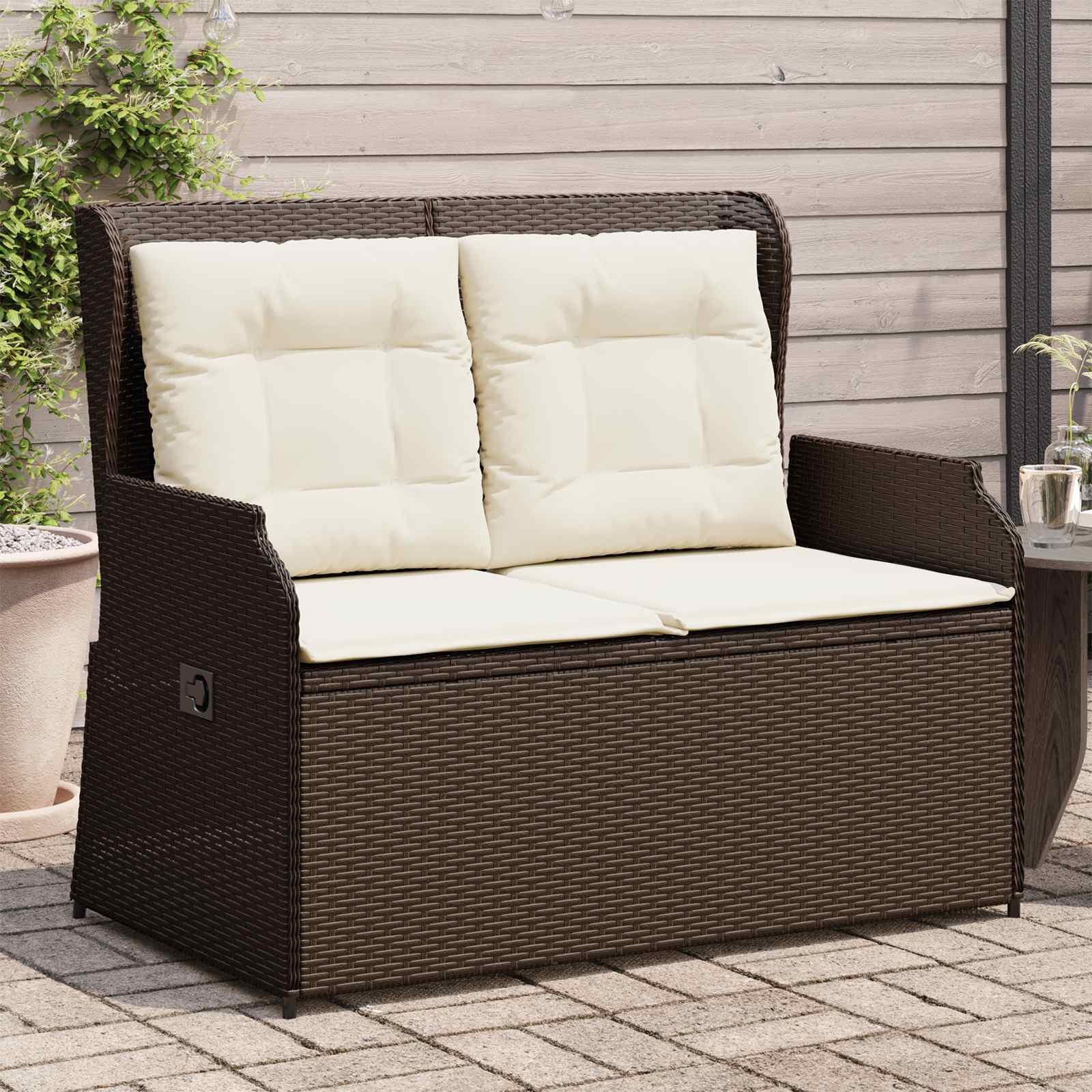 Panchina da giardino Marrone polyrattan
