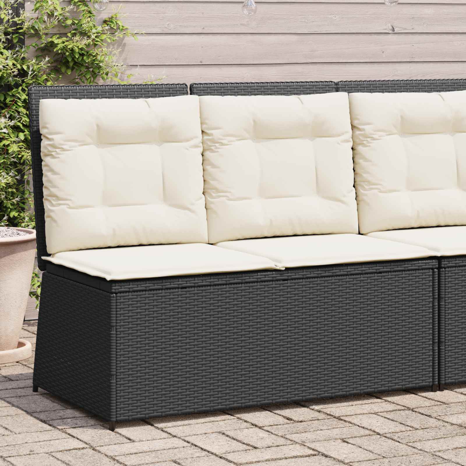 Panchina da giardino Nero polyrattan