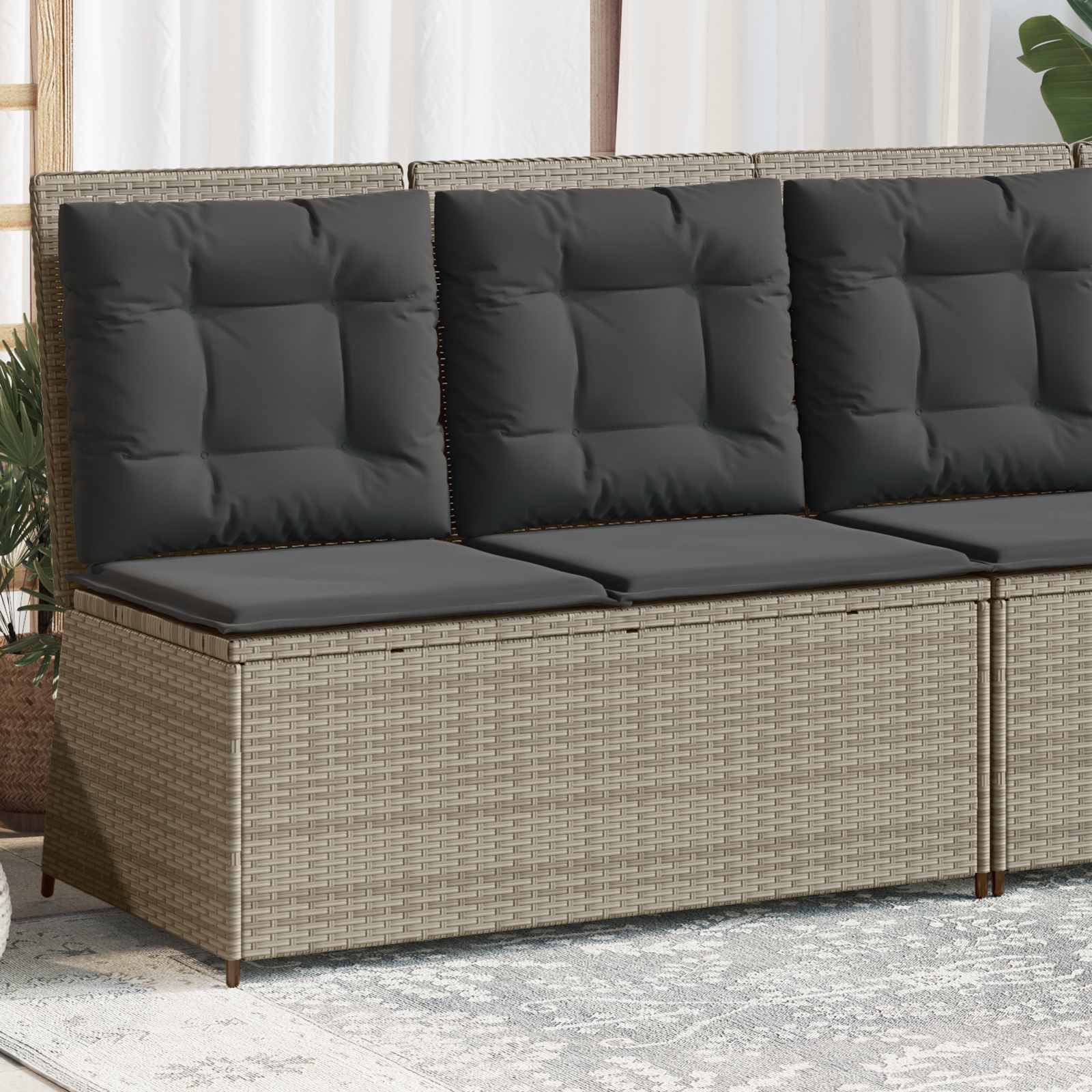 Panchina da giardino Grigio chiaro polyrattan