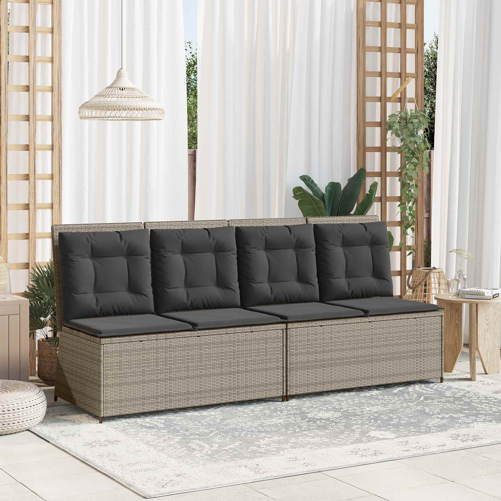 Panchina da giardino Grigio chiaro polyrattan