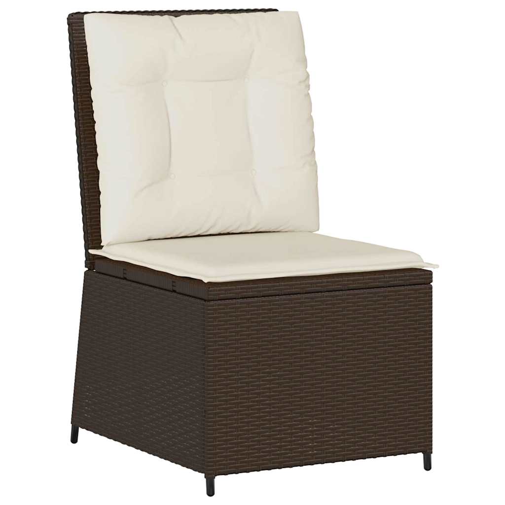 Divano da giardino con cuscino Nero e Bianco Crema polyrattan