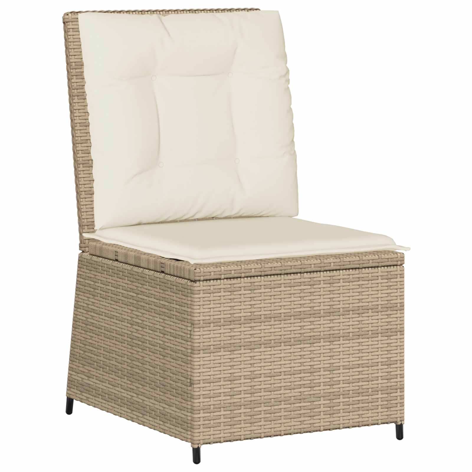 Divano da giardino con cuscino Nero e Bianco Crema polyrattan