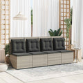 Divano da giardino con cuscino Grigio chiaro polyrattan