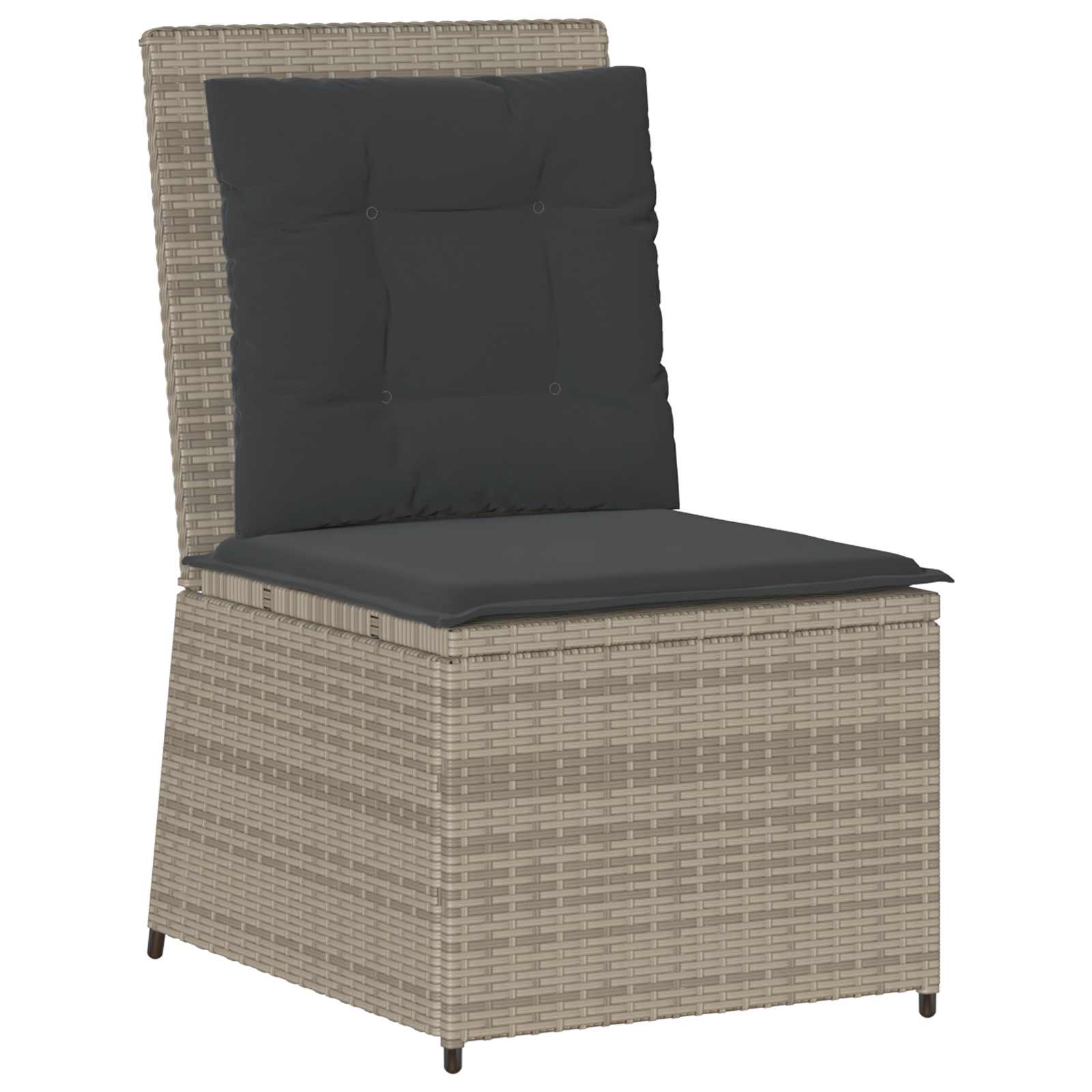 Divano da giardino con cuscino Grigio chiaro polyrattan
