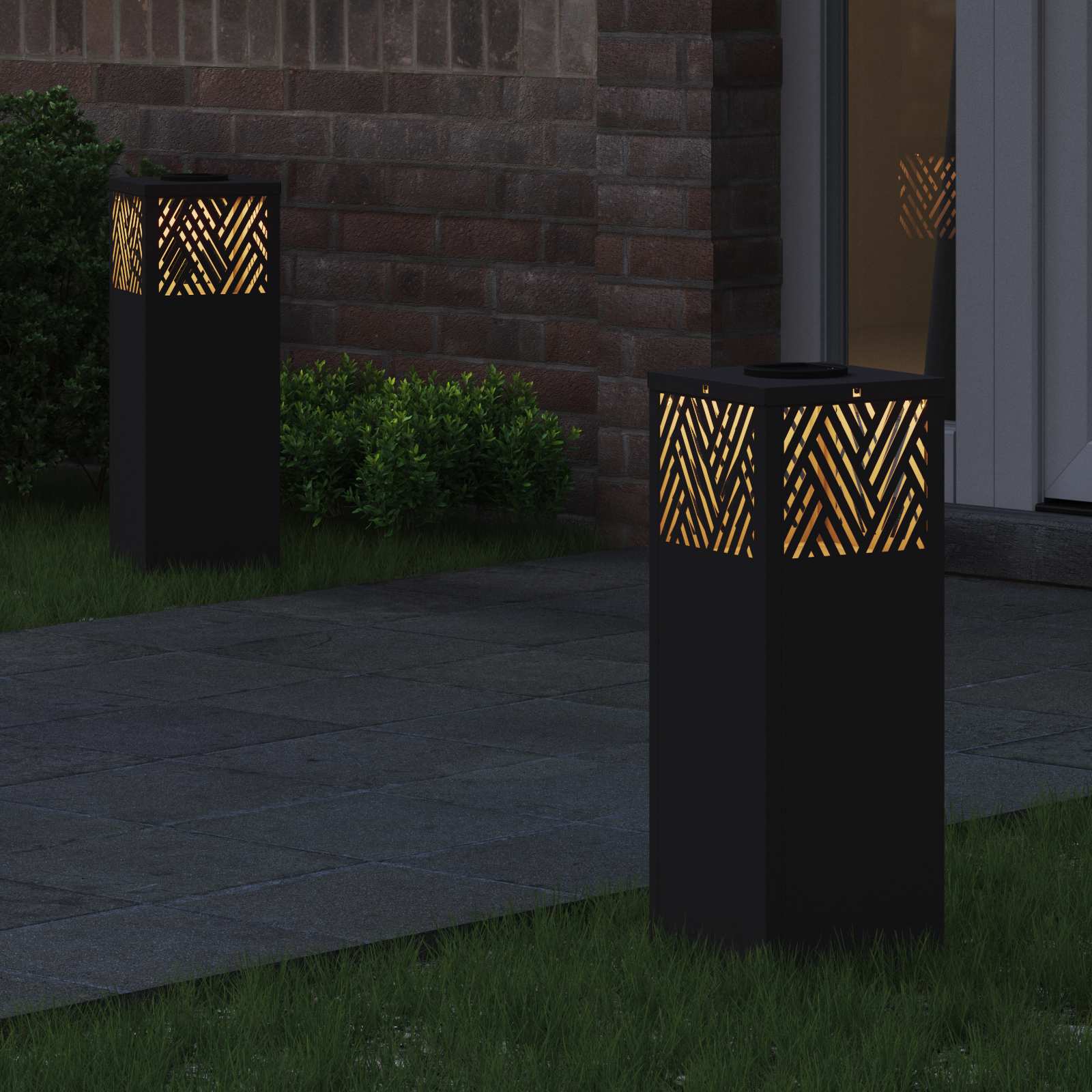 Faro LED solare per sentieri 2 pz Bianco caldo 18 x 18 x 50 cm
