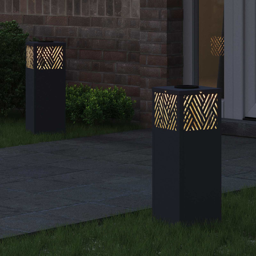 Faro LED solare per sentieri 2 pz Bianco caldo 18 x 18 x 50 cm