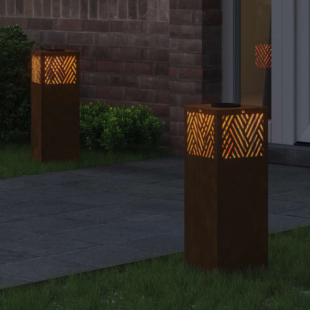 Faro LED solare per sentieri 2 pz Bianco caldo 18 x 18 x 50 cm
