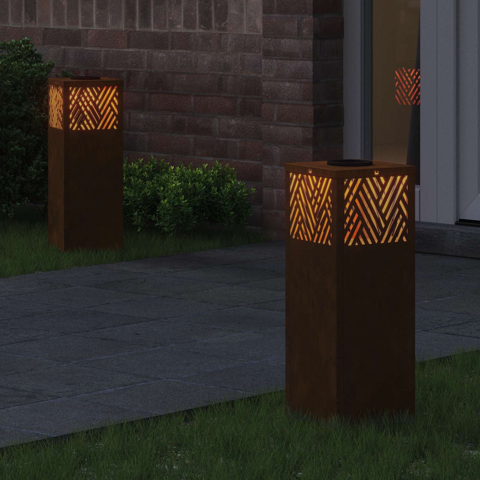 Faro LED solare per sentieri 2 pz Bianco caldo 18 x 18 x 50 cm