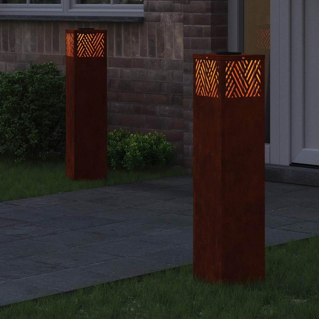 Faro LED solare per sentieri 2 pz Bianco caldo 18 x 18 x 80 cm