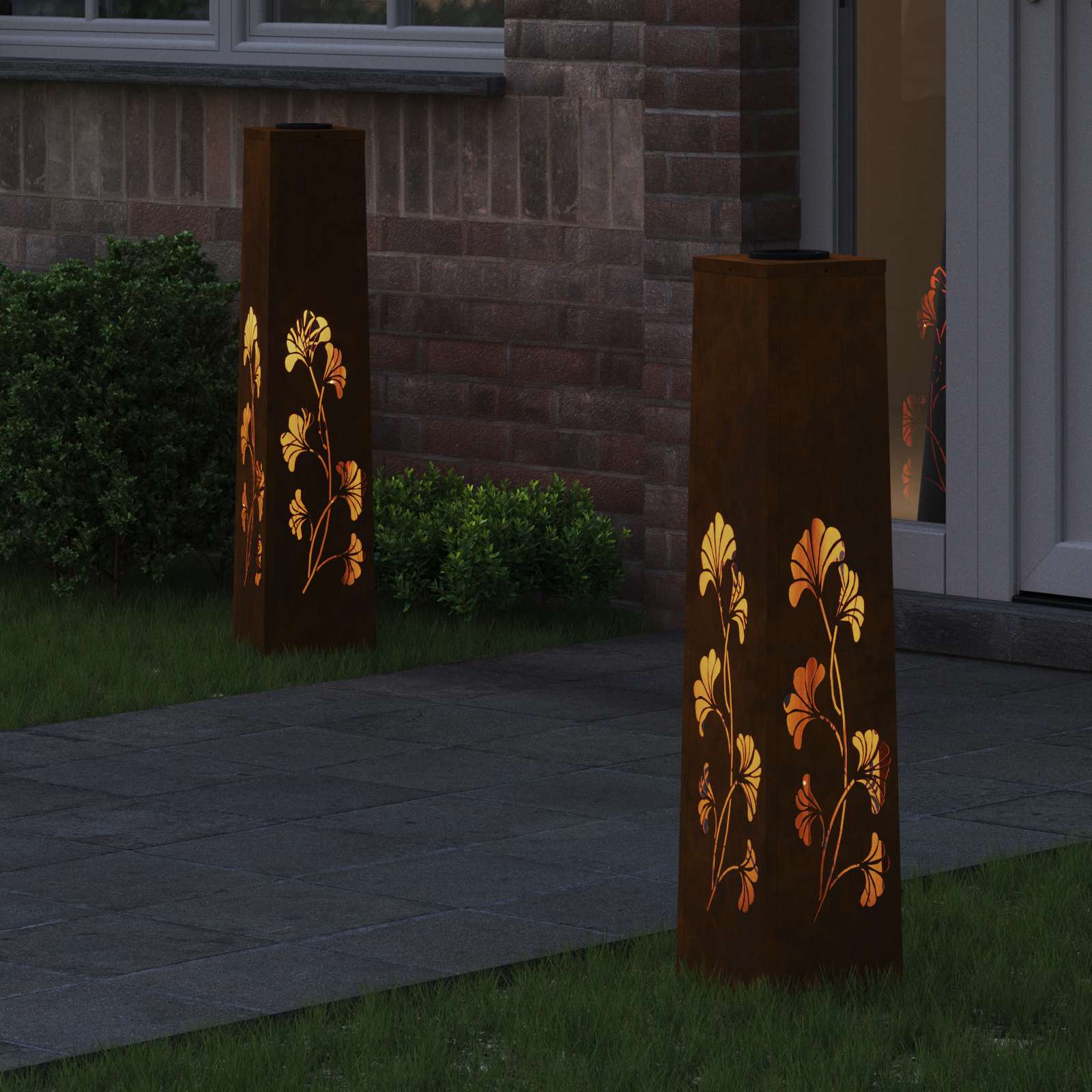 Faro LED solare per sentieri 2 pz Bianco caldo 18 x 18 x 80 cm